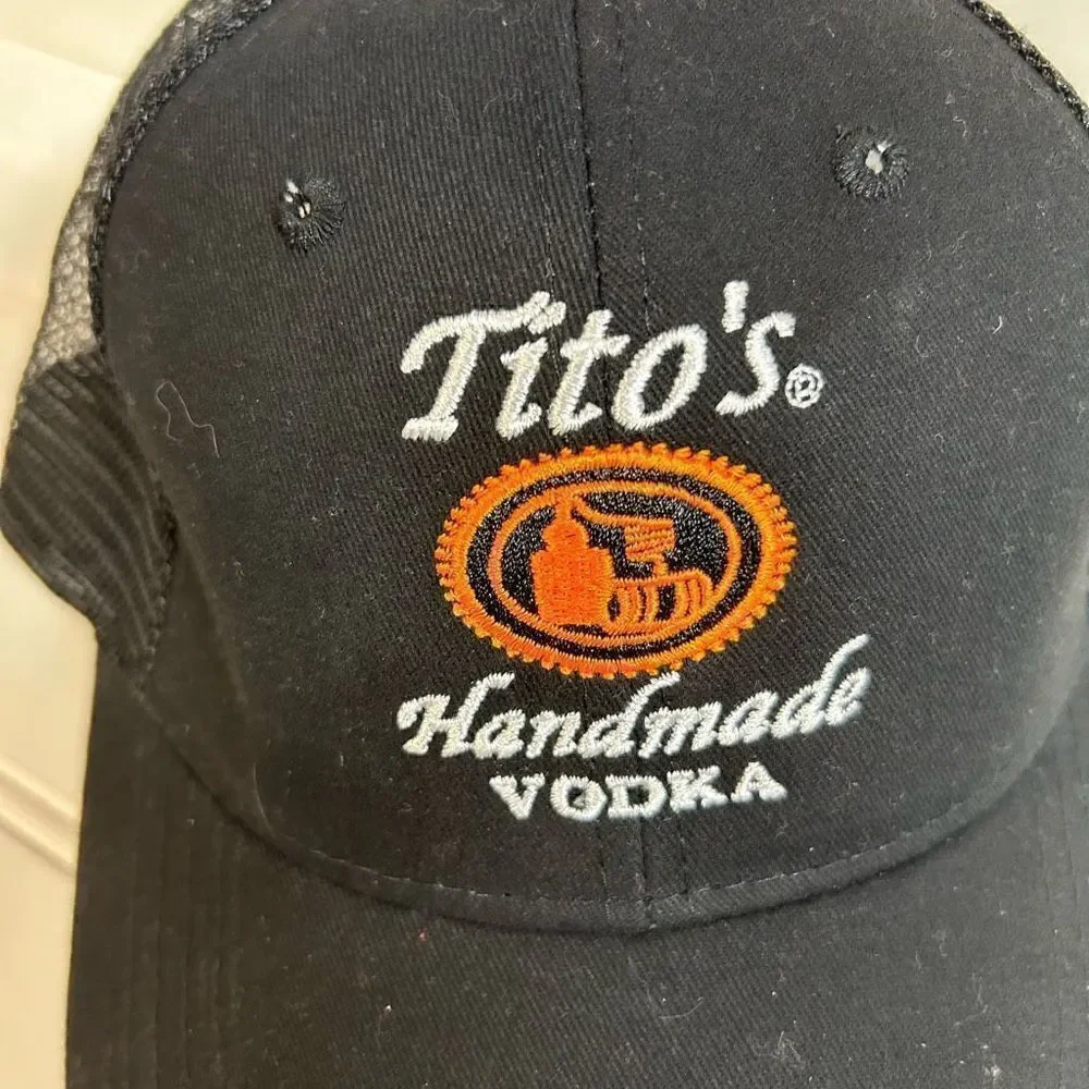 Tito's Vodka Handmade Austin Texas Black Mesh Snapback Hat Cap